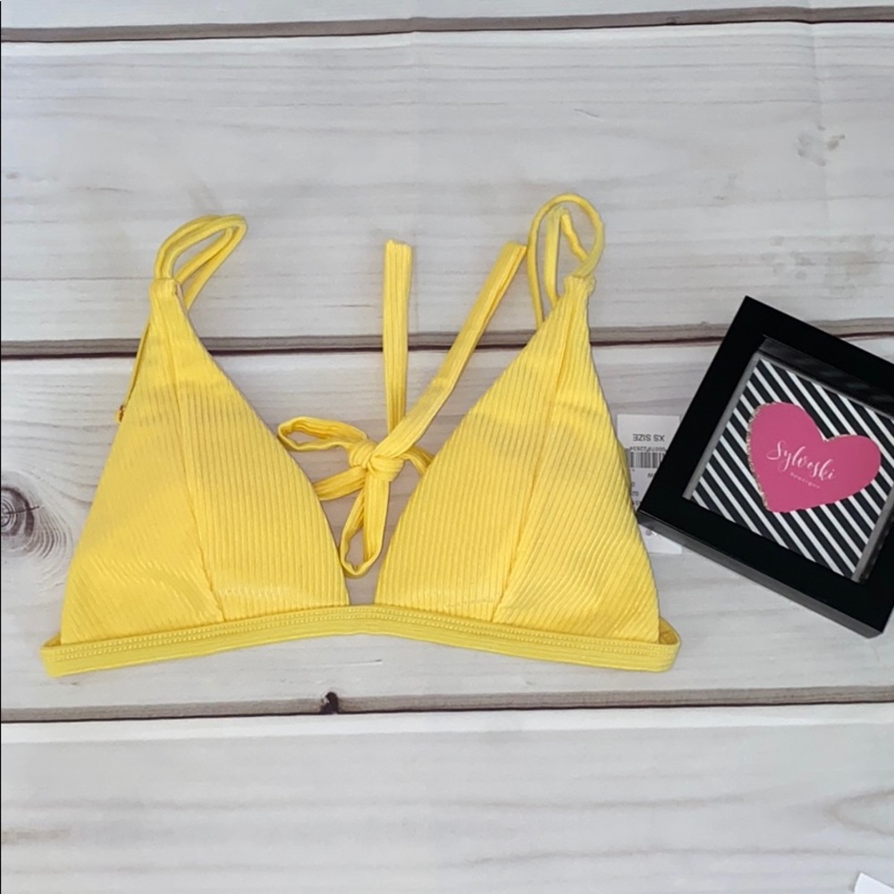 🆕LA Hearts Strappy Triangle Bikini Top - Yellow - Picture 2 of 4